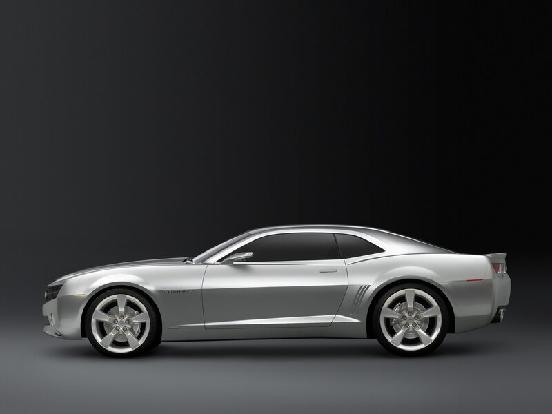 Silver Camaro Concept Car — Dramatic, Photograph, Wheels, Side Profile