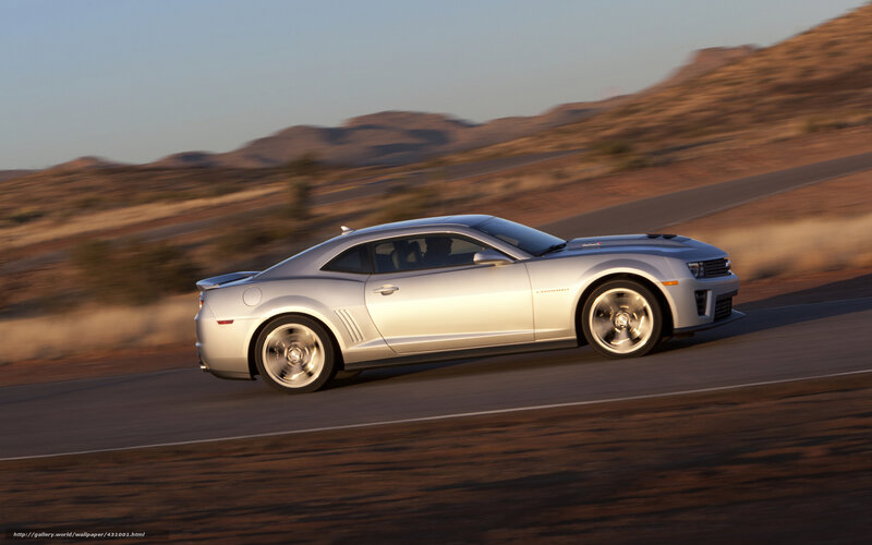 Silver Camaro on desert road