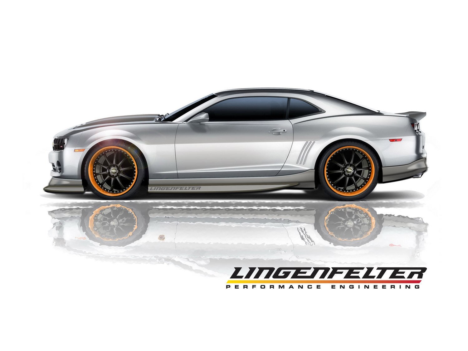 Silver Camaro with custom wheels