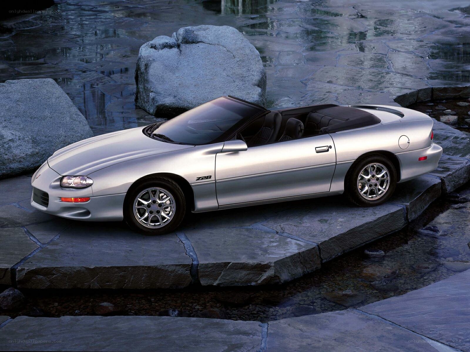 Silver Camaro Z28 convertible