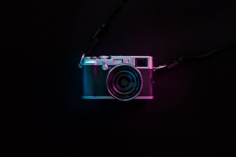 Silver Camera on Black