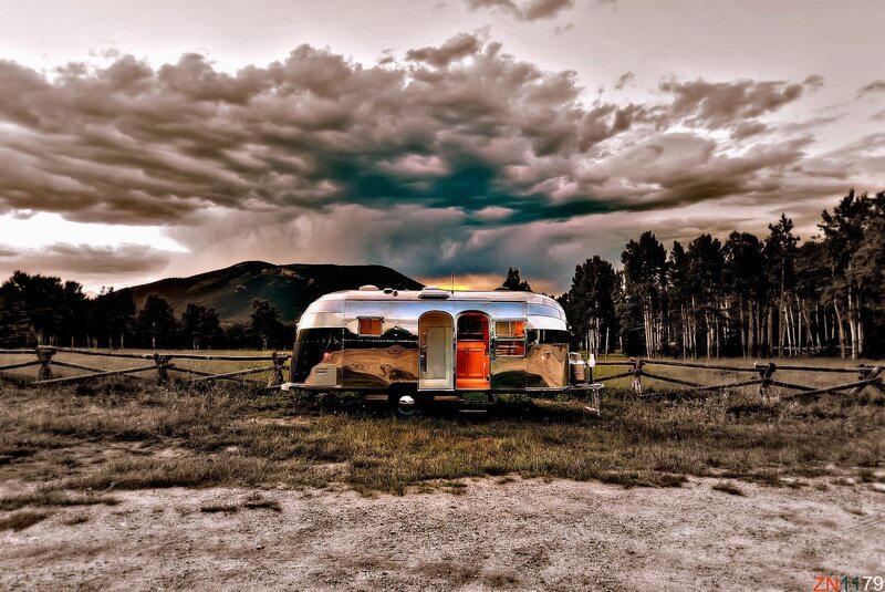 Silver Camper Trailer — Brown, Dramatic