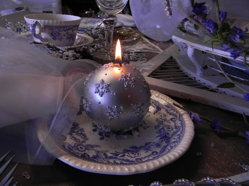 Silver Candle on Plate