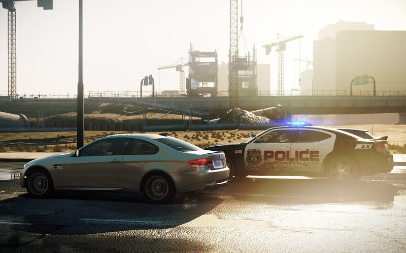 Silver Car and Police Car