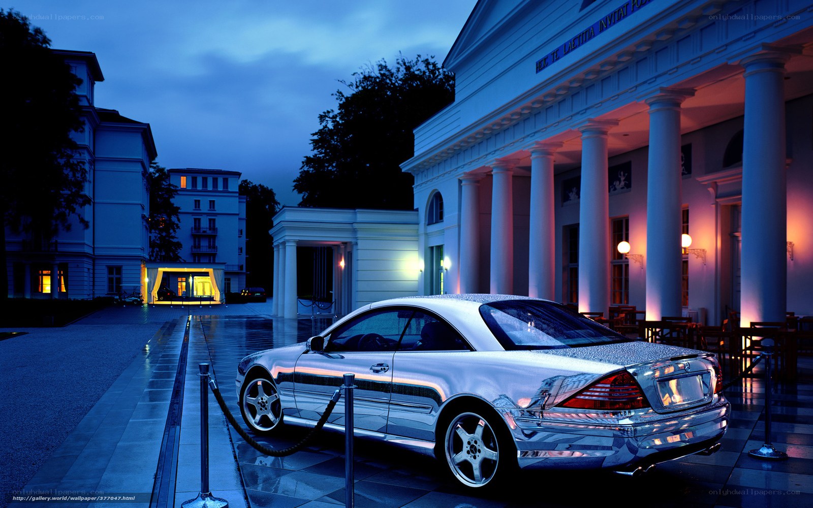 Silver car at elegant venue