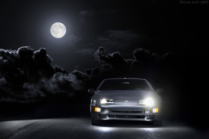 Silver Car at Night — Black, Dramatic