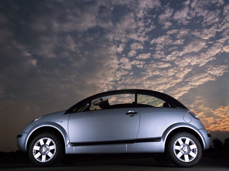 silver car at sunset