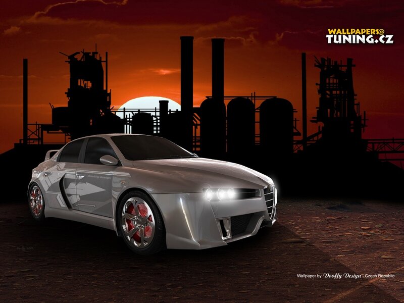 Silver car at sunset