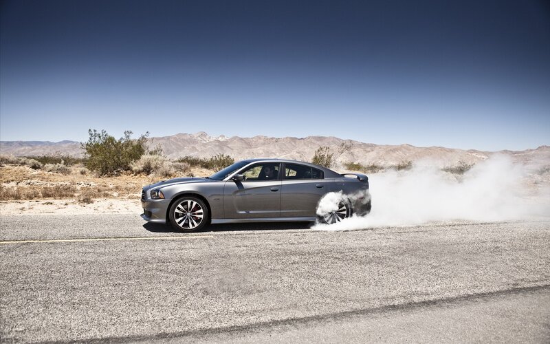 Silver Car Doing Burnout — Gray, Dramatic