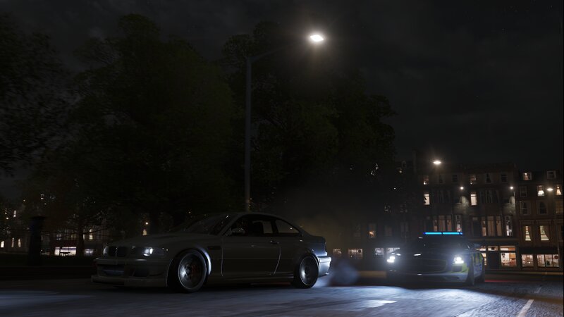 Silver Car Drifting — Black, Dark, Dramatic