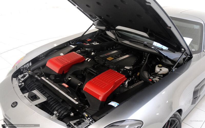 silver car engine bay