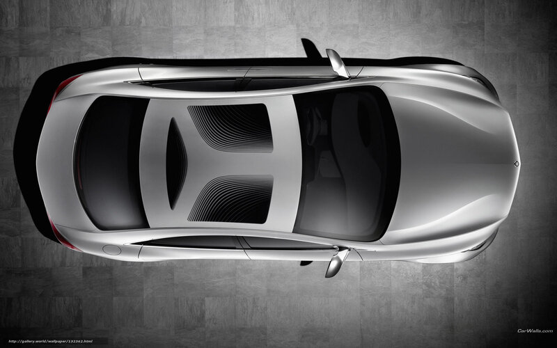 Silver car from top view