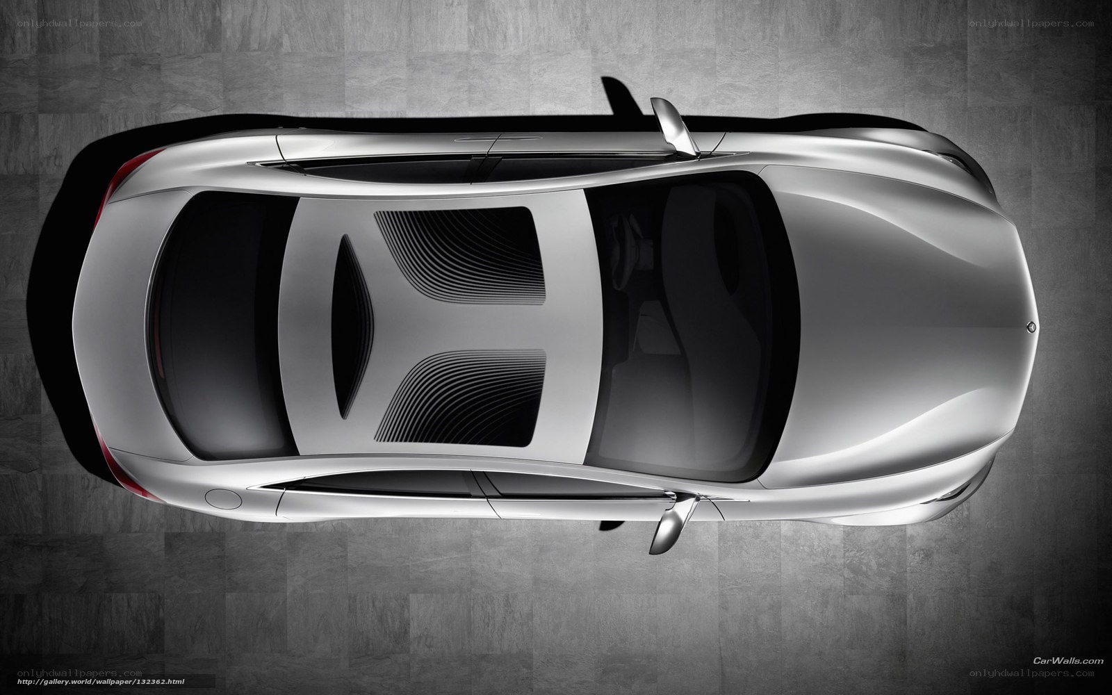 Silver car from top view