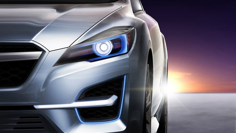 Silver Car Front View — Dramatic, Sunset