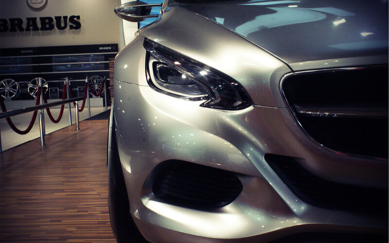 Silver Car Front View — Dramatic