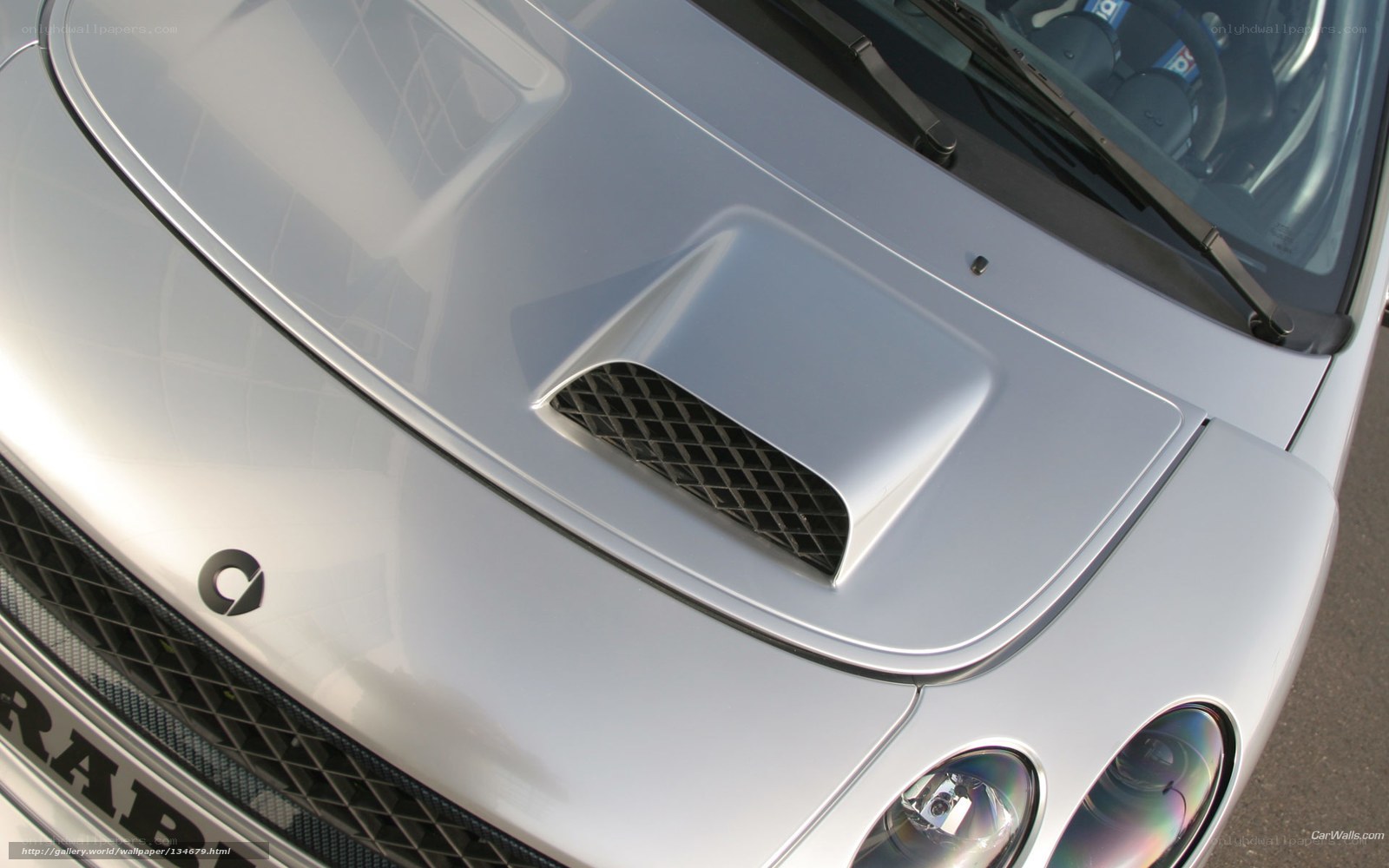 silver car hood with vent