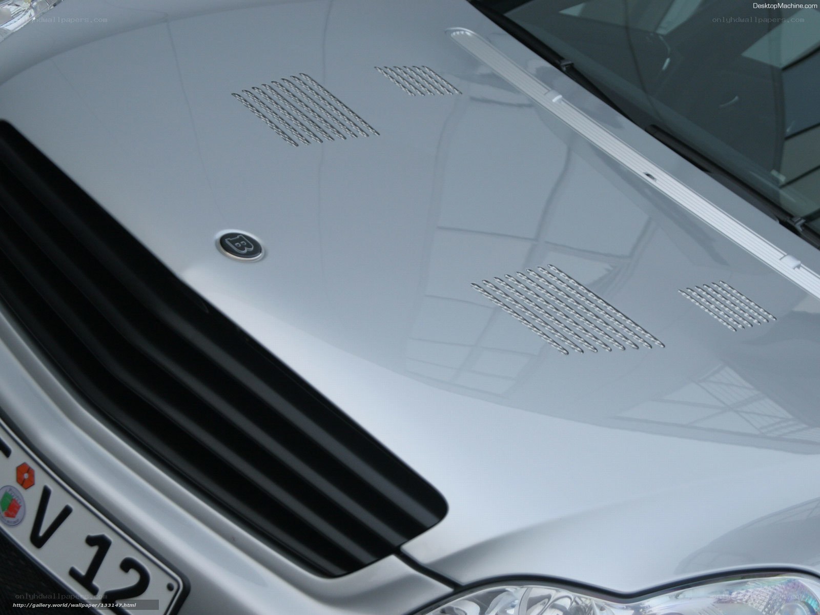 silver car hood with vents