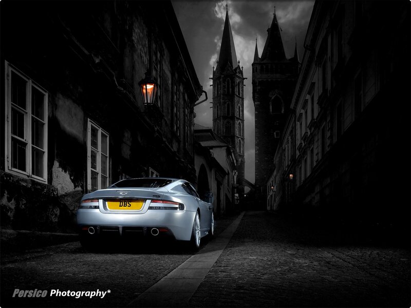 Silver car in a dark alley