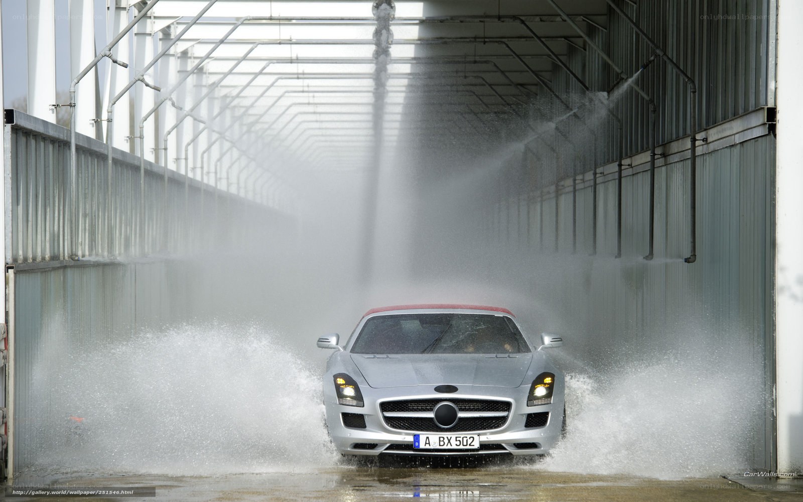 Silver car in car wash