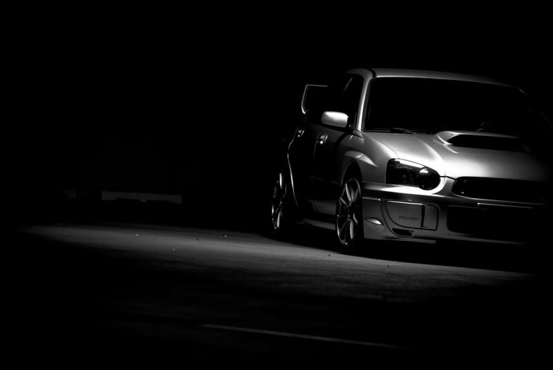 Silver Car in Darkness — Black, Dramatic