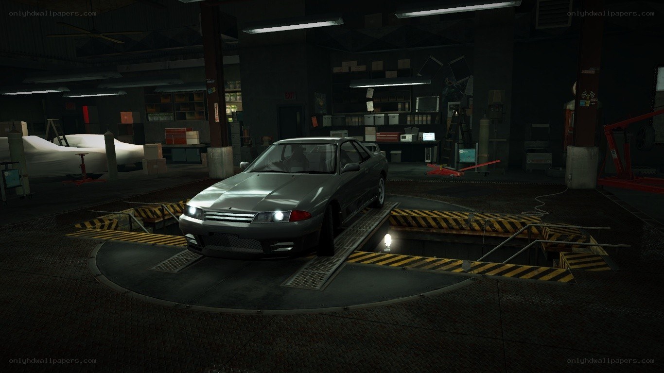 silver car in garage