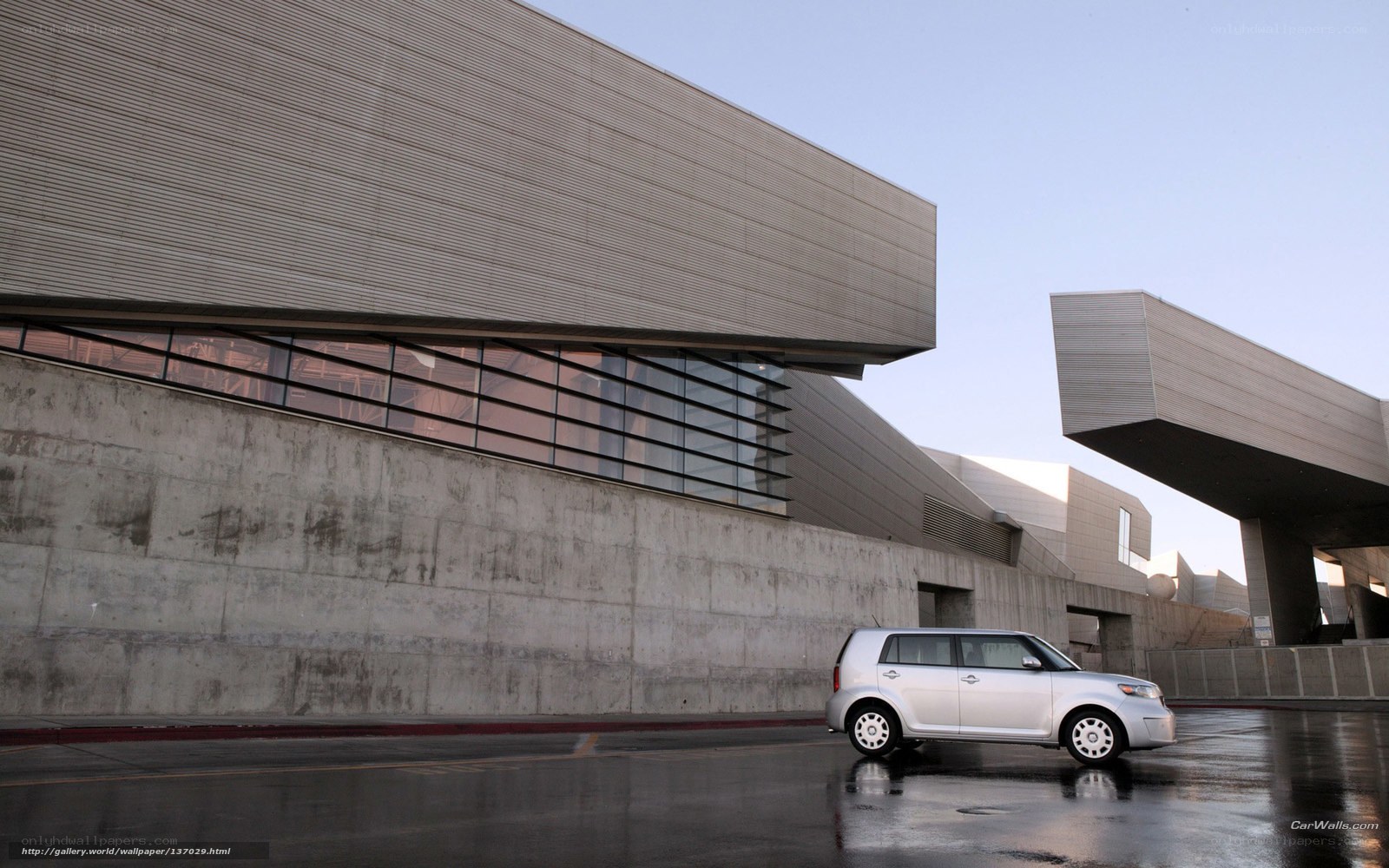 silver car in modern architecture