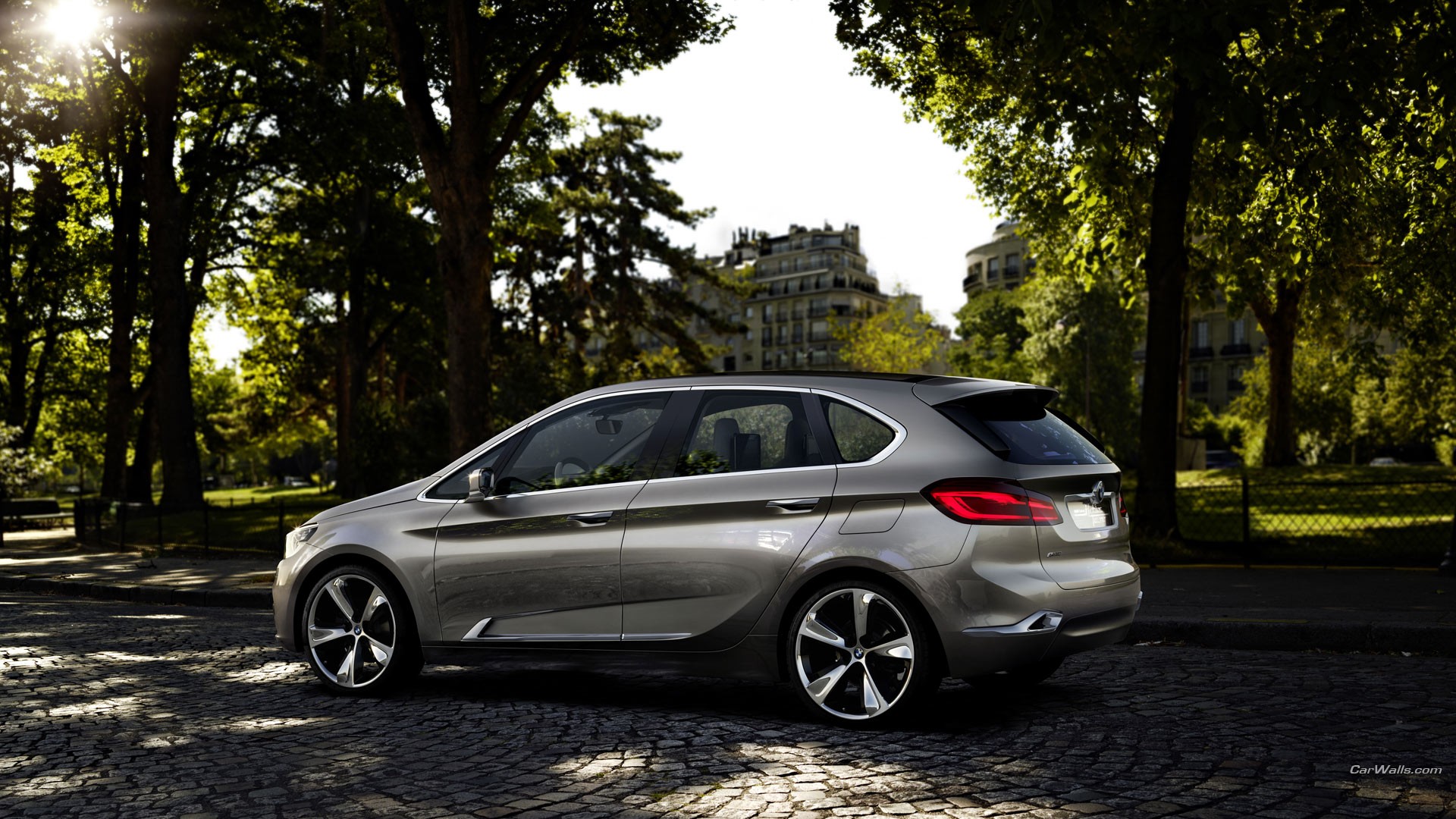 silver car in park setting