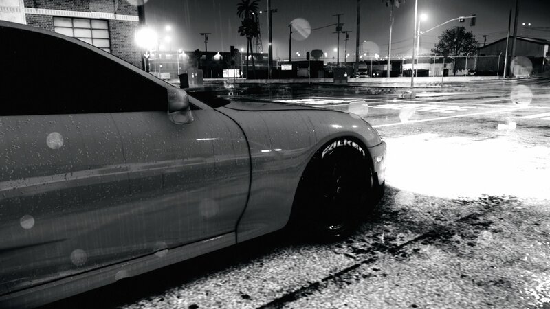 Silver Car in Rain