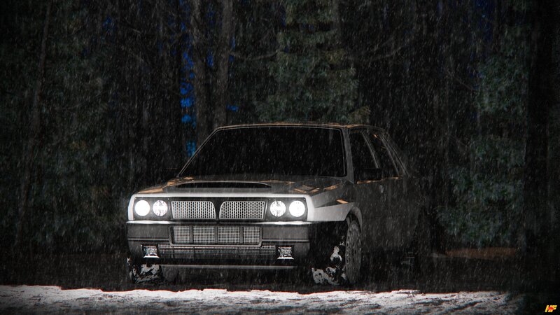 Silver Car in Snow — Black