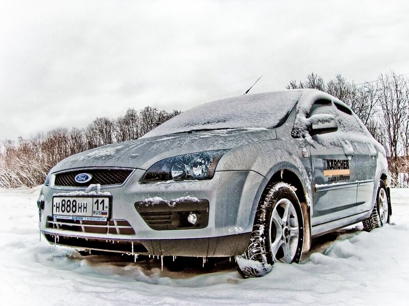 Silver Car in Snow