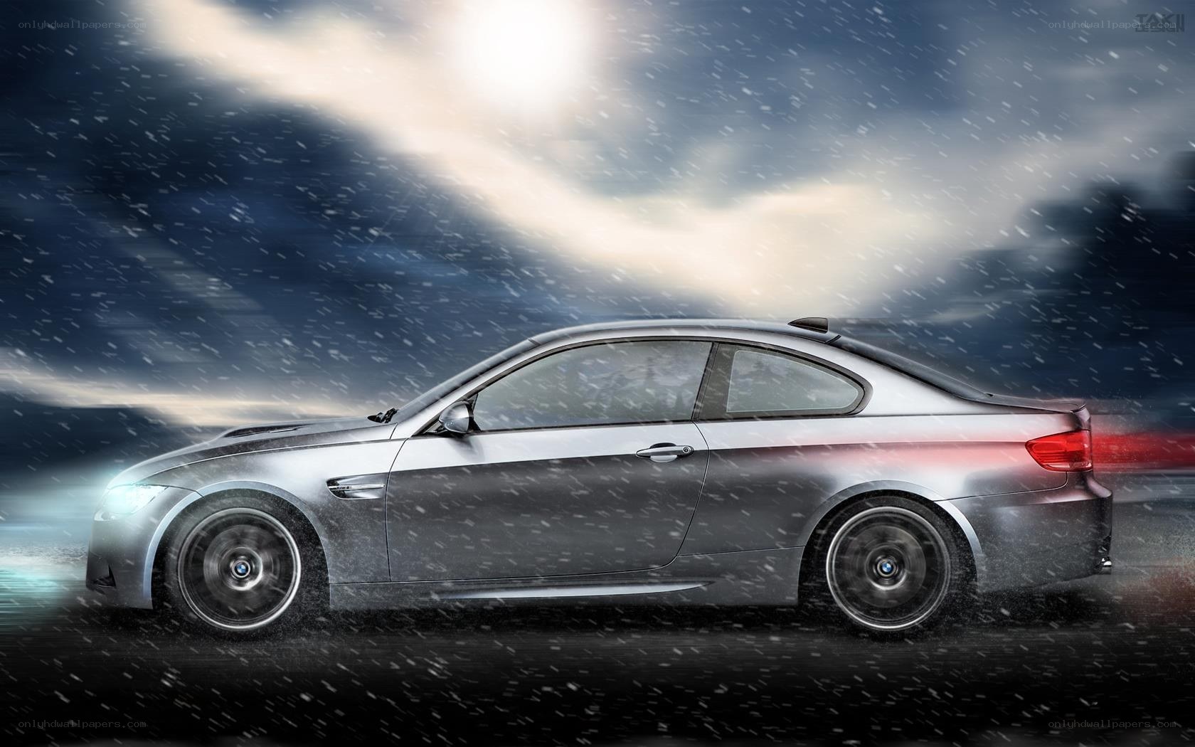silver car in stormy weather