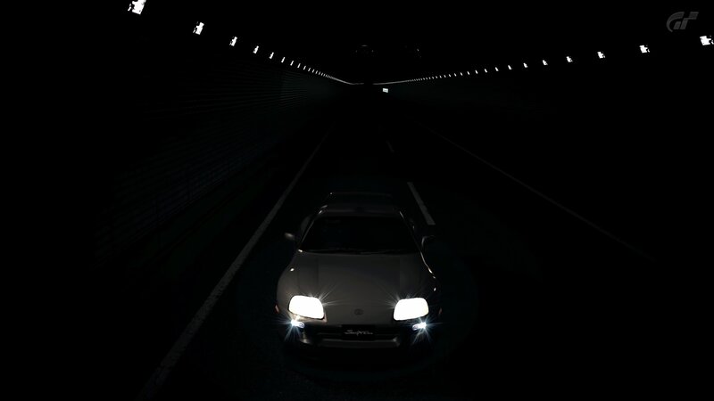 Silver Car in Tunnel — Black, Dark, Dramatic