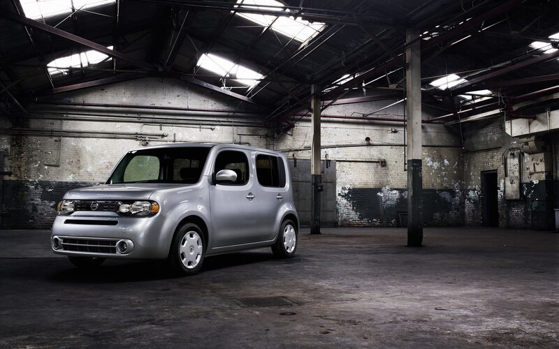 Silver car in warehouse