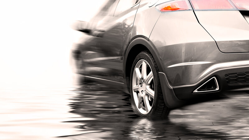 Silver Car in Water