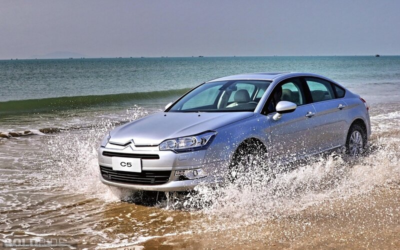 silver car on beach