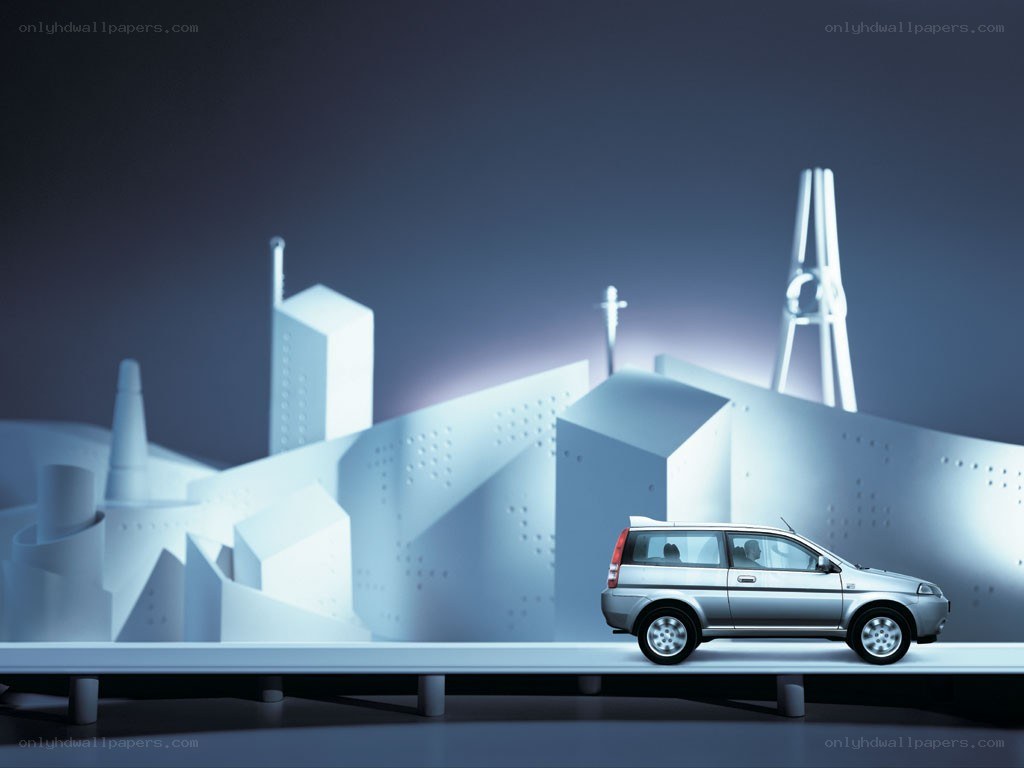 Silver car on city model