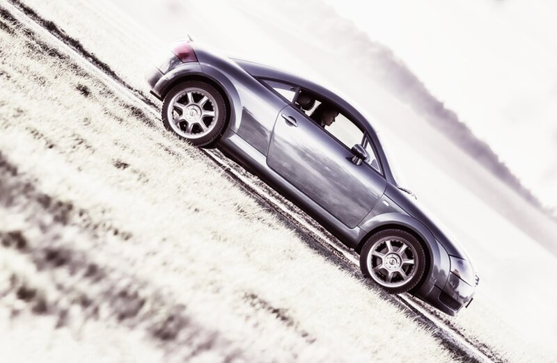 Silver Car on Hill