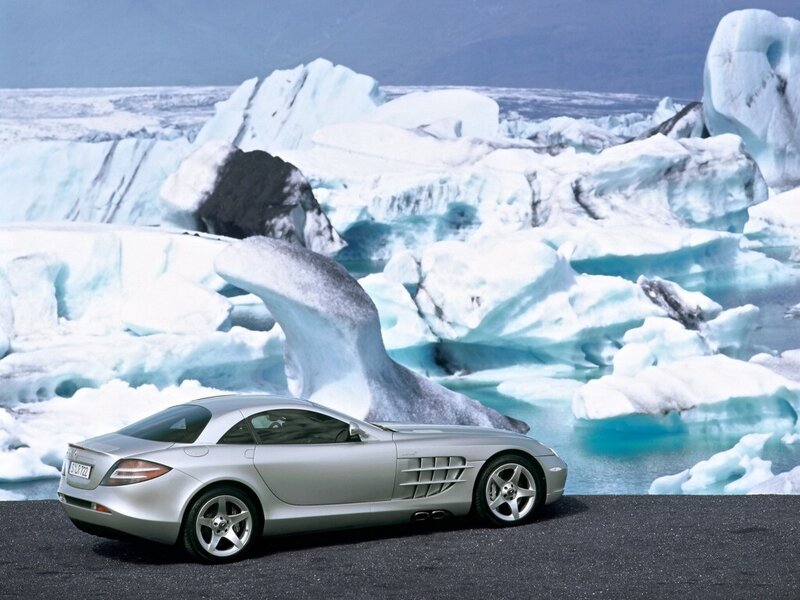 Silver car on ice