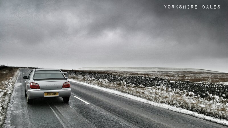 Silver Car on Road — Gray, Dreary