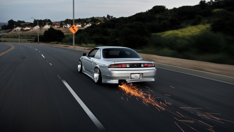 Silver Car on Road — Gray