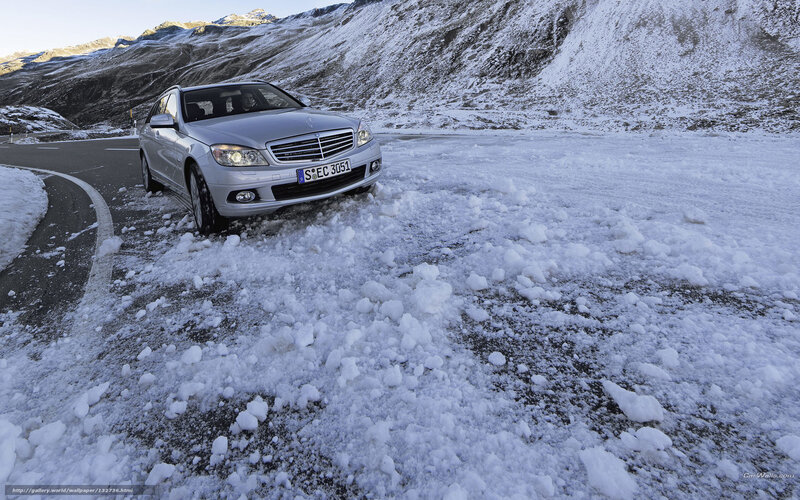 Silver Car on Snowy Road — White