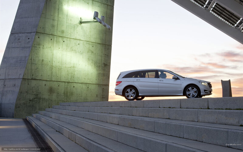 Silver car on stone steps