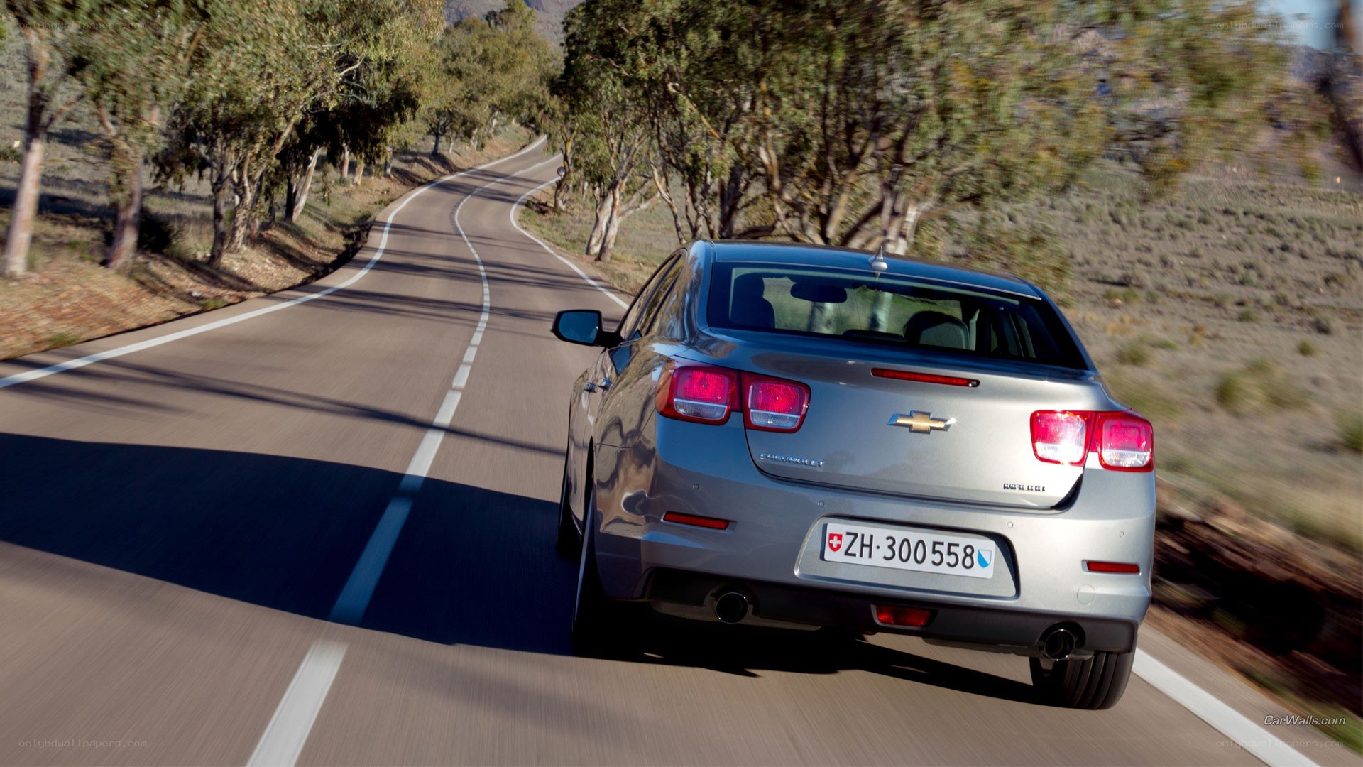 silver car on winding road