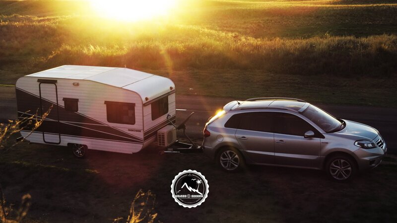 Silver Car Towing Trailer