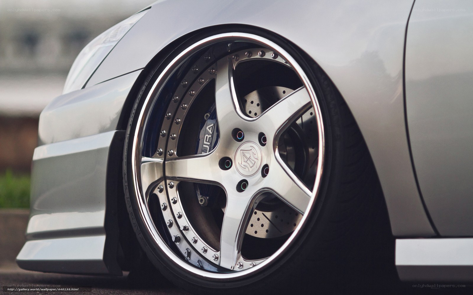 silver car wheel close-up