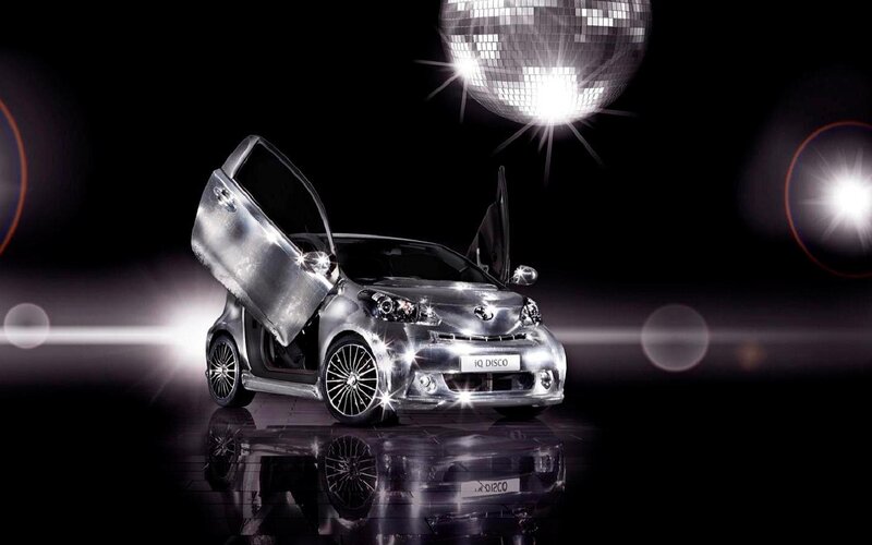 Silver Car with Disco Ball — Black, Dramatic