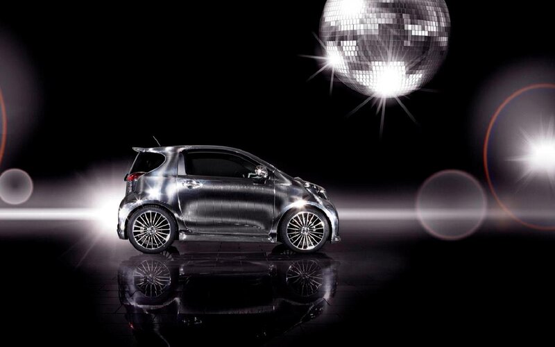 Silver Car with Disco Ball — Black