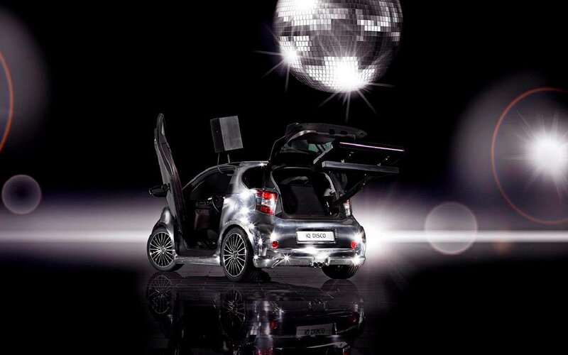Silver Car with Disco Ball