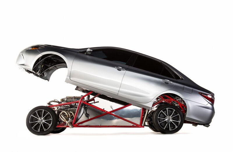 Silver Car with Exposed Chassis