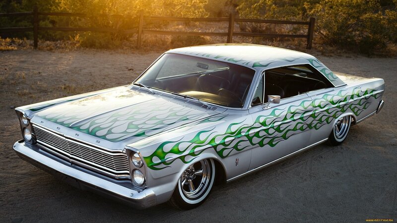 Silver Car with Flames — Dramatic